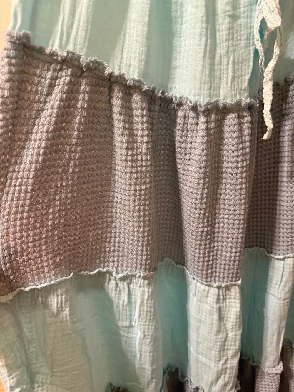 POL Aqua and Light Gray Tiered Maxi Skirt - Picture 4 of 6
